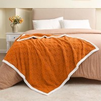 Bedelite Super Soft Fall Throw Blanket For Couch And Bed  Lightweight Cozy Fluffy Decorative 3D Checkered Blanket  Warm And Fuzzy Fleece Blanket For Camping  Travel  (Orange  60