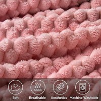 Bedelite Fleece Blanket 3D Jacquard Decorative Dusty Pink Throw Blankets For Couch Bed Soft And Cozy Warm Plush Fluffy Blan