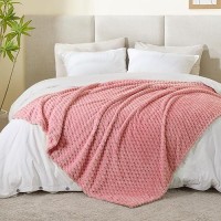 Bedelite Fleece Blanket 3D Jacquard Decorative Dusty Pink Throw Blankets For Couch Bed Soft And Cozy Warm Plush Fluffy Blan