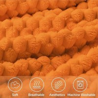 Bedelite Fleece Blanket Twin Blanket For Bed Couch 3D Jacquard Decorative Orange Fall Throw Blanket Soft And Cozy Warm Plush F