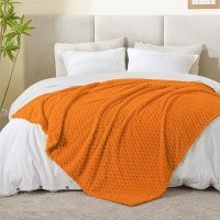 Bedelite Fleece Blanket Twin Blanket For Bed Couch 3D Jacquard Decorative Orange Fall Throw Blanket Soft And Cozy Warm Plush F