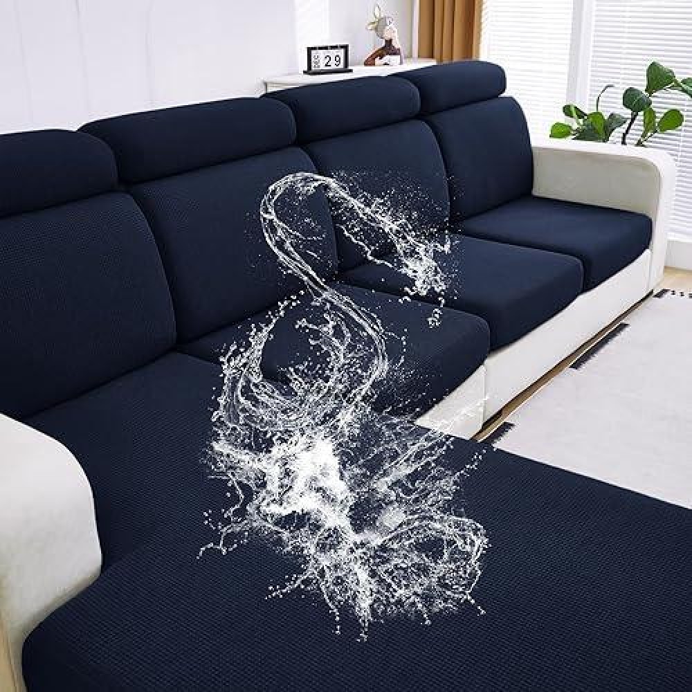 Dissa Waterproof Couch Cushion Covers  Washable Sofa Cushion Covers  Stretch Sofa Slipcovers  Thick Jacquard Fabric  Couch Sofa Covers For Pets Furniture Protector(Chair Cushion  Navy)