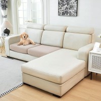 Dissa Waterproof Couch Cushion Covers  Washable Sofa Cushion Covers  Stretch Sofa Slipcovers  Thick Jacquard Fabric  Couch Sofa Covers For Pets Furniture Protector(2-Piece Loveseat Cushion  Beige)