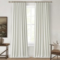 Qjmydeco Beige White Linen Curtains 90 Inches Long 2 Panels Set Modern Neutral Nursery Blackout Curtains For Kids Bedroom Therm