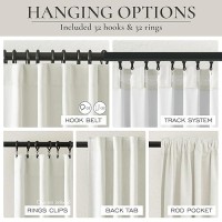 Qjmydeco Beige White Linen Curtains 90 Inches Long 2 Panels Set Modern Neutral Nursery Blackout Curtains For Kids Bedroom Therm