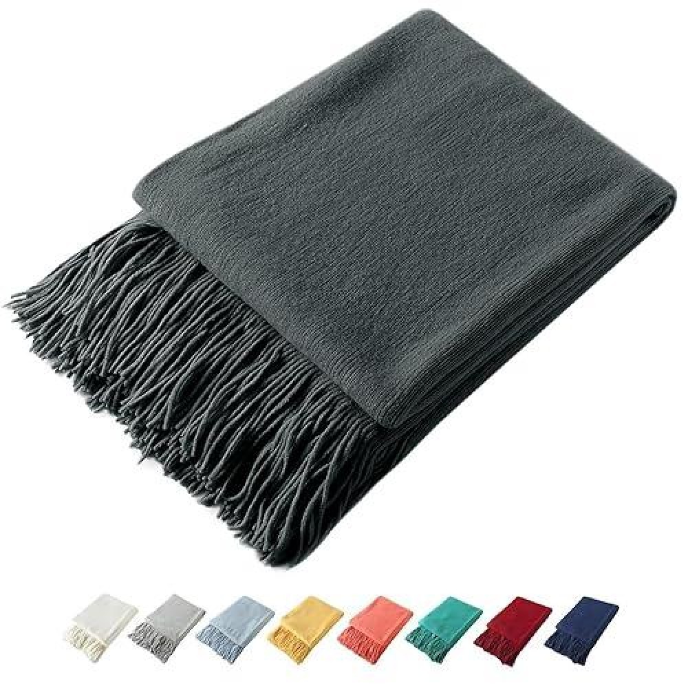 Homiest Decorative Knitted Throw Blanket With Fringe Lightweight Blanket Acrylic Knit Blanket Soft Cozy Tassel Blanket For C