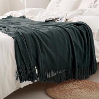 Homiest Decorative Knitted Throw Blanket With Fringe Lightweight Blanket Acrylic Knit Blanket Soft Cozy Tassel Blanket For C