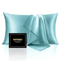 Infiixso Mulberry Silk Pillowcase For Hair And Skin  Silk Pillow Cases Queen Size With Hidden Zipper 20X30 Inches  Extraordinary Smooth And Soft Cooling Pillow Cases For Hot Sleepers(Icy Morn  1 Pack)