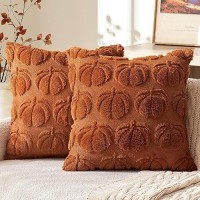 Miulee Fall Throw Pillow Covers 20 X 20 Decorative Pumpkin Pattern Pillow Covers Soft Plush Faux Wool Couch Pillow Covers For Ho