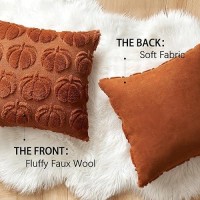 Miulee Fall Throw Pillow Covers 20 X 20 Decorative Pumpkin Pattern Pillow Covers Soft Plush Faux Wool Couch Pillow Covers For Ho