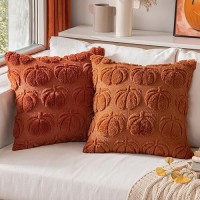 Miulee Fall Throw Pillow Covers 20 X 20 Decorative Pumpkin Pattern Pillow Covers Soft Plush Faux Wool Couch Pillow Covers For Ho