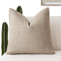 Foindtower Decorative Textured Boucle Throw Pillow Covers Accent Solid Pillow Cases Neutral Soft Cozy Couch Cushion Case For Cha