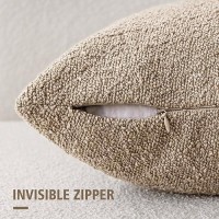 Foindtower Decorative Textured Boucle Throw Pillow Covers Accent Solid Pillow Cases Neutral Soft Cozy Couch Cushion Case For Cha