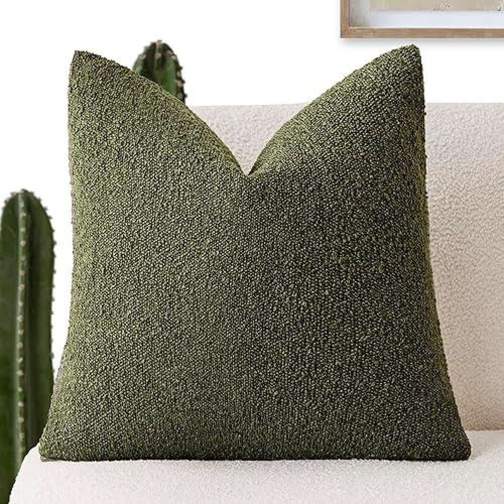 Foindtower Decorative Textured Boucle Throw Pillow Covers Accent Solid Pillow Cases Neutral Soft Cozy Couch Cushion Case For Cha