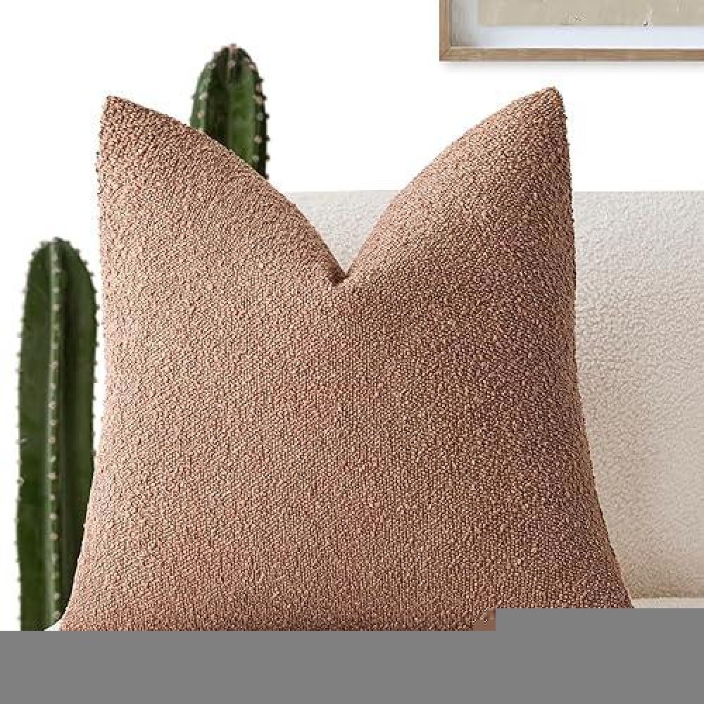 Foindtower Decorative Textured Boucle Throw Pillow Covers Accent Solid Pillow Cases Neutral Soft Cozy Couch Cushion Case For Cha