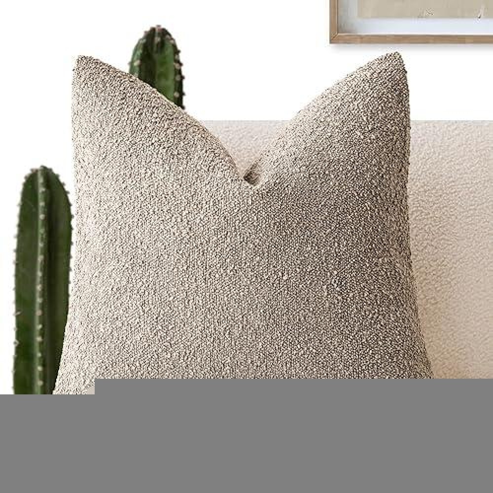 Foindtower Decorative Textured Boucle Throw Pillow Covers Accent Solid Pillow Cases Neutral Soft Cozy Couch Cushion Case For Cha