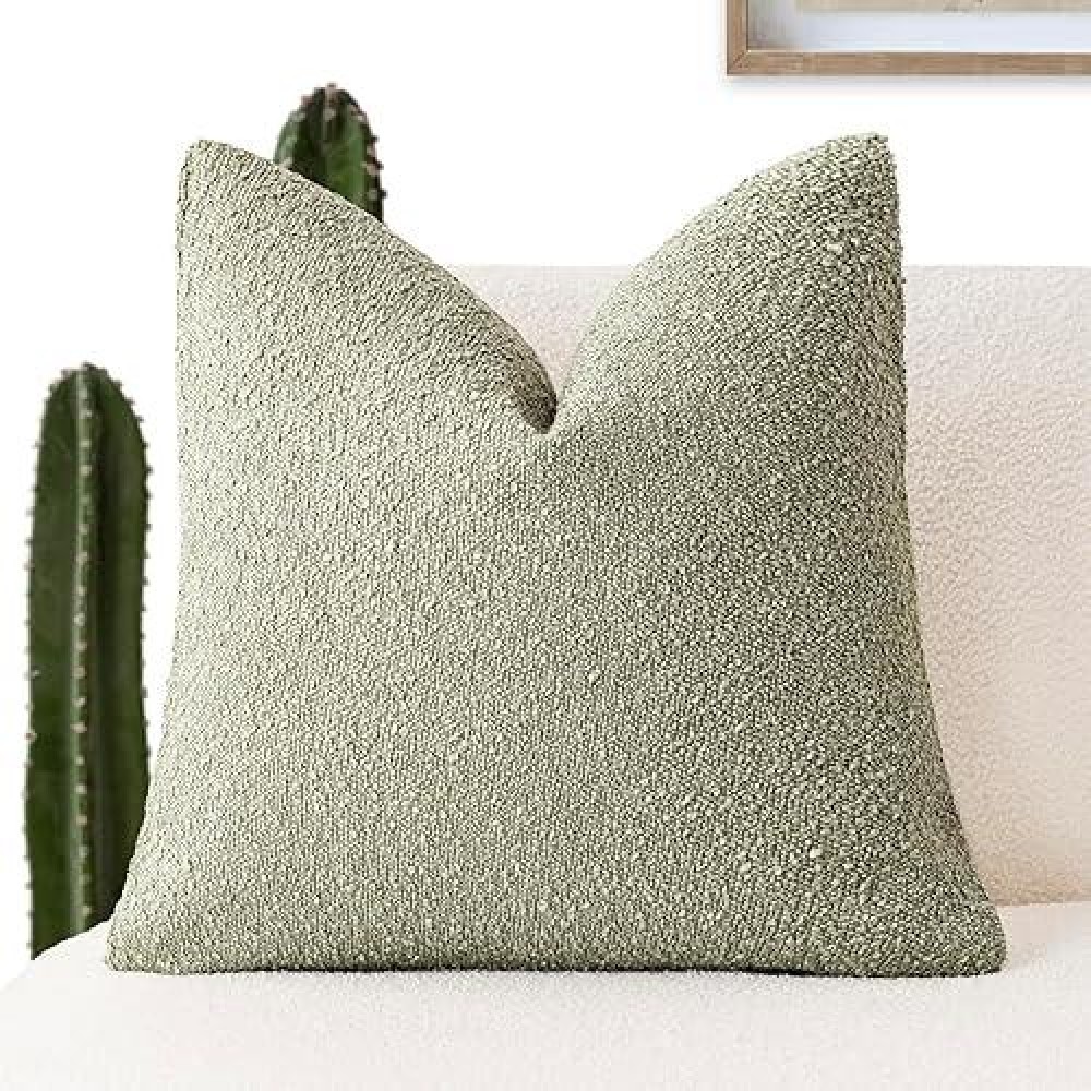 Foindtower Decorative Textured Boucle Throw Pillow Covers Accent Solid Pillow Cases Neutral Soft Cozy Couch Cushion Case For Cha