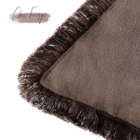 Foindtower Decorative Linen Fringe Throw Pillow Covers Cozy Boho Farmhouse Cushion Cover With Tassels Soft Accent Pillowcase For Chair Sofa Bed Living Room Home Decor  16?16 Inch  1Pc Reddish Brown