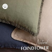 Foindtower Decorative Linen Fringe Throw Pillow Covers Cozy Boho Farmhouse Cushion Cover With Tassels Soft Accent Pillowcase For Chair Sofa Bed Living Room Home Decor  22?22 Inch  1Pc Tan Beige