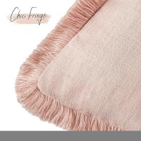 Foindtower Decorative Linen Fringe Throw Pillow Covers Cozy Boho Farmhouse Cushion Cover With Tassels Soft Accent Pillowcase For Chair Sofa Bed Living Room Home Decor  24?24 Inch  1Pc Light Pink