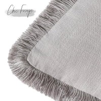 Foindtower Decorative Linen Fringe Throw Pillow Covers Cozy Boho Farmhouse Cushion Cover With Tassels Accent Pillowcase For Chair Sofa Bed Living Room Home Decor  24?24 Inch  1Pc Light Rustic Gray