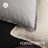 Foindtower Decorative Linen Fringe Throw Pillow Covers Cozy Boho Farmhouse Cushion Cover With Tassels Accent Pillowcase For Chair Sofa Bed Living Room Home Decor  24?24 Inch  1Pc Light Rustic Gray