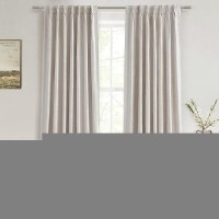 Qjmydeco 100 Inch Curtains Cabin & Drapes Window Coverings Linen Custom Blackout Curtains (Each 40X2 Panel 80 Widex100 Tall Natural Birch) Double Pinch Pleated Sliding Door Curtains For Patio