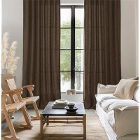 Youngstex Brown Linen Curtains 72 Inches Long For Living Room Rod Pocket Light Filtering Window Drapes For Bedroom Dining Fall D