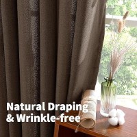 Youngstex Brown Linen Curtains 72 Inches Long For Living Room Rod Pocket Light Filtering Window Drapes For Bedroom Dining Fall D