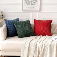 Miulee Christmas Corduroy Throw Pillow Covers Pack Of 2 Decorative Windmill Striped Spliced Soft Couch Pillowcases Boho Patchwor