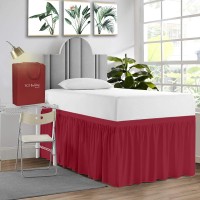 Sgi Bedding Dorm Bed Skirt Twin Xl 28 Inch Drop Length Blood Red Ruffled Pattern College Dorm Room Bed Skirts Split Corner