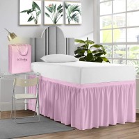 Sgi Bedding Dorm Bed Skirt Full Xl 34 Inch Drop Length Pink Ruffled Pattern College Dorm Room Bed Skirts Split Corner Easy