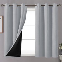 Youngstex Short 100 Blackout Curtains 40 Inch Length For Bedroom Double Layer Grommet Full Light Blocking Drapes Thermal Insul