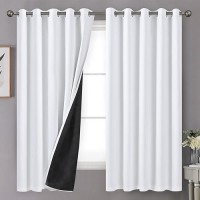 Youngstex Thermal 100 Blackout Curtains 63 Inch Length For Bedroom Double Layer Grommet Full Light Blocking Window Drapes For