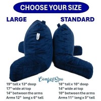 Comfortspa Reading Pillow For Bed Adult Size  Back Rest Pillow With Arms  Pockets  Washable Cover; Use As Back Pillow For Bed Sitting Up For Bedrest Or Relief From Gerd Heartburn (Standard Navy Blue)