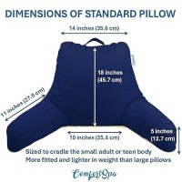 Comfortspa Reading Pillow For Bed Adult Size  Back Rest Pillow With Arms  Pockets  Washable Cover; Use As Back Pillow For Bed Sitting Up For Bedrest Or Relief From Gerd Heartburn (Standard Navy Blue)