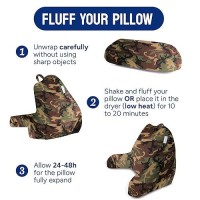 Comfortspa Reading Pillow For Bed Adult Size  Back Rest Pillow With Arms  Pockets  Washable Cover; Use As Back Pillow For Bed Sitting Up For Bedrest Or Relief From Gerd Heartburn (Standard Camouflage)