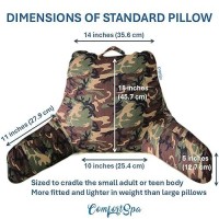 Comfortspa Reading Pillow For Bed Adult Size  Back Rest Pillow With Arms  Pockets  Washable Cover; Use As Back Pillow For Bed Sitting Up For Bedrest Or Relief From Gerd Heartburn (Standard Camouflage)