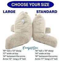 Comfortspa Reading Pillow For Bed Adult Size  Back Rest Pillow With Arms  Pockets  Washable Cover; Use As Back Pillow For Bed Sitting Up For Bedrest Or Relief From Gerd Heartburn (Standard Cream)