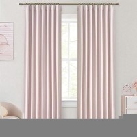 Qjmydeco Light Pink Curtains For Girls Room Cute Blackout Bedroom Curtains Aesthetic 84 Inch Length 2 Panels Set Flax Linen The