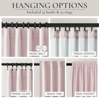 Qjmydeco Light Pink Curtains For Girls Room Cute Blackout Bedroom Curtains Aesthetic 84 Inch Length 2 Panels Set Flax Linen The