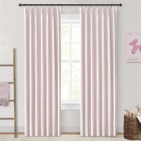 Soft Pink Kawaii 90 Inch Blackout Curtains For Bedroom Girls 2 Panels Set  Pinch Pleated Linen Blend Cooling Window Curtains & Drapes To Keep Heat Out For Kids/Baby Room/Pink Nursery Back Tab