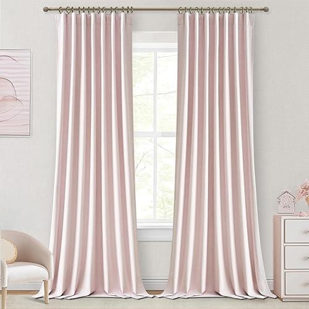 Qjmydeco Kawaii Pink Blackout Curtains For Kids Bedroom 96 Inches Long 2 Panels Burg Energy Efficientsoundproof Pretty Dorm Cu