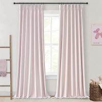 Baby Pink Linen Nursery Curtains 2 Panels Pinch Pleated 102 Inches Long  Thermal Blackout Curtains White Backing Princess Room Darkening Drapes Fabric Thick For Bedroom Windows Treatment(40