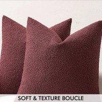 Miulee Pack Of 1 Christmas Burgundy Red Boucle Throw Pillow Cover 18X18 Inch Decorative Couch Pillow Cover Textured Accent Solid Pillow Case Soft For Cushion Chair Sofa Bedroom Livingroom Home Decor