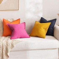 Miulee Pack Of 2 Hot Pink Pillow Covers 20X20 Inch Decorative Couch Throw Pillow Covers Linen Cushion Covers Set Modern Farmhous