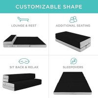 Best Choice Products 4In Portable Full-Size Mattress  Folding Mattress Topper For Camping  Guest  Toddler  Foam Plush W/Carry Case - Onyx Black