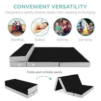 Best Choice Products 4In Portable Full-Size Mattress  Folding Mattress Topper For Camping  Guest  Toddler  Foam Plush W/Carry Case - Onyx Black