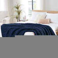 L'Agraty Chunky Knit Blanket Throw - Soft Chunky Throw Blanket 60X80: 100% Hand Kintted Chenile Crochet Throw Blanket For Couch - Large Cable Knit Chunky Blanket For Home Decor(Dark Blue)