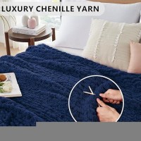 L'Agraty Chunky Knit Blanket Throw - Soft Chunky Throw Blanket 60X80: 100% Hand Kintted Chenile Crochet Throw Blanket For Couch - Large Cable Knit Chunky Blanket For Home Decor(Dark Blue)